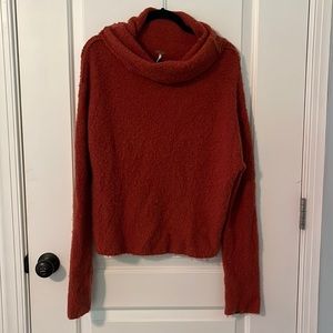 Free People, Stormy Plush Cowl Neck, Size Large, Terracotta color